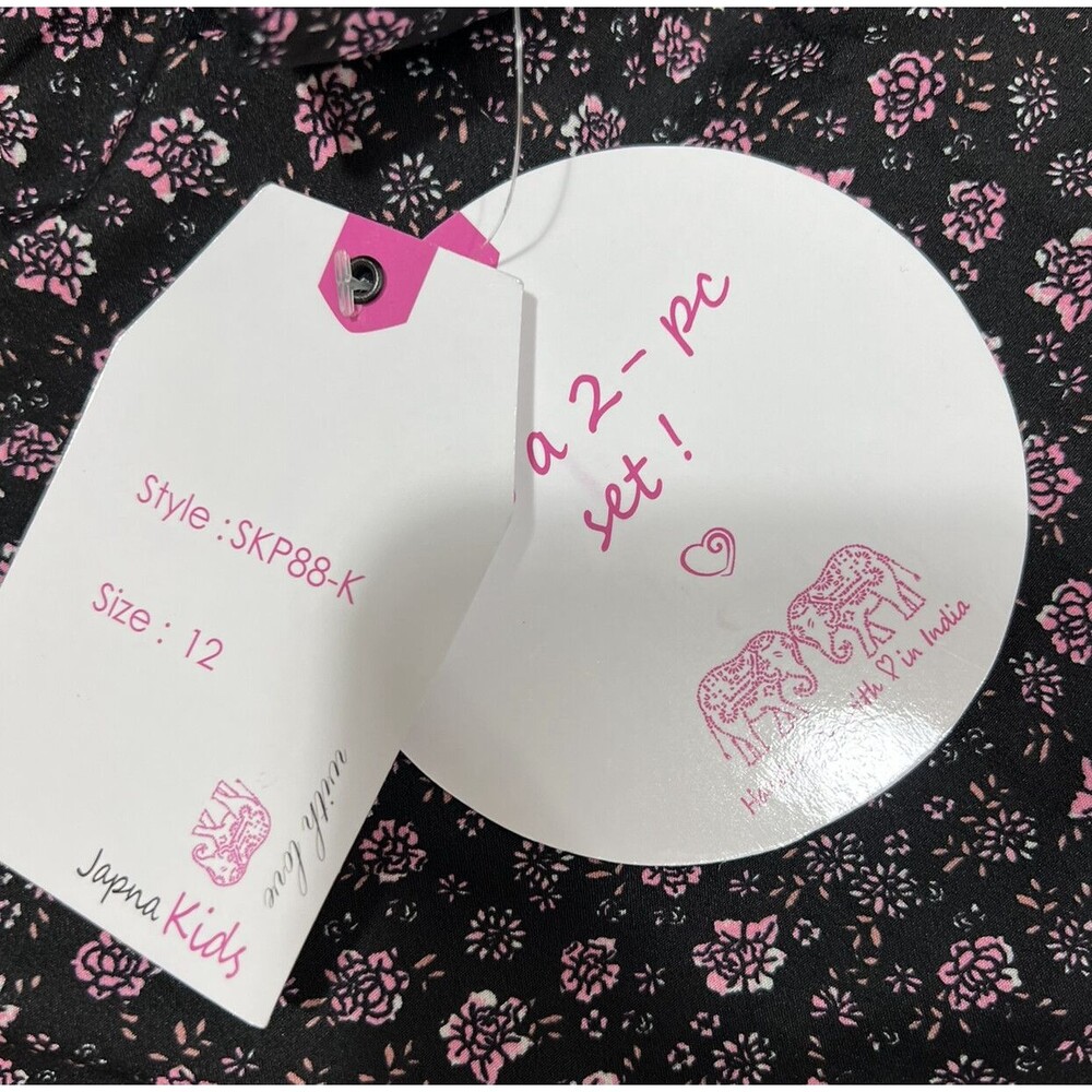 Japna Kids Girl's 2 Pieces Set - Skirt & Cropped Top Size 12 Black Floral - Picture 7 of 8